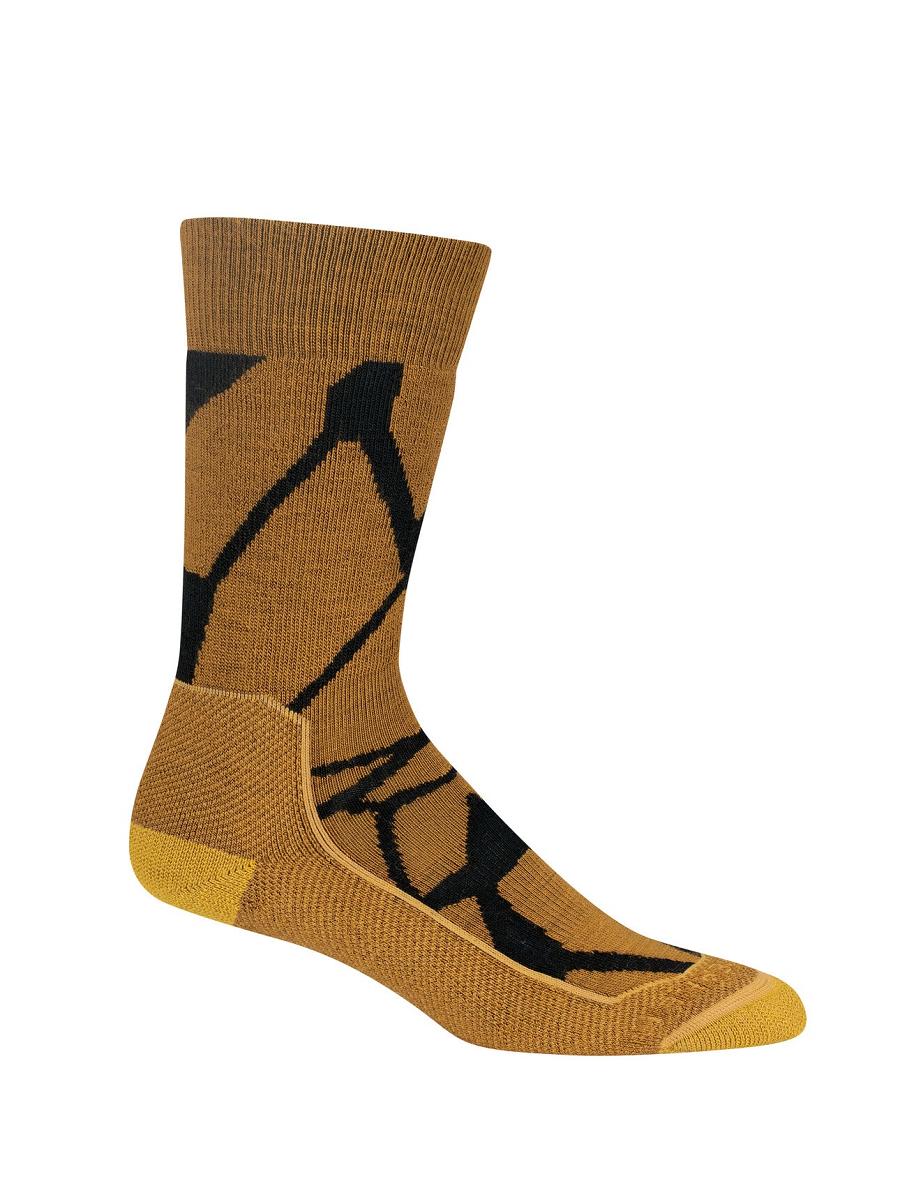 Women's Icebreaker Merino Hike+ Medium Crew Fractured Landscapes Socks Clove / Black | CA 1542ILHS